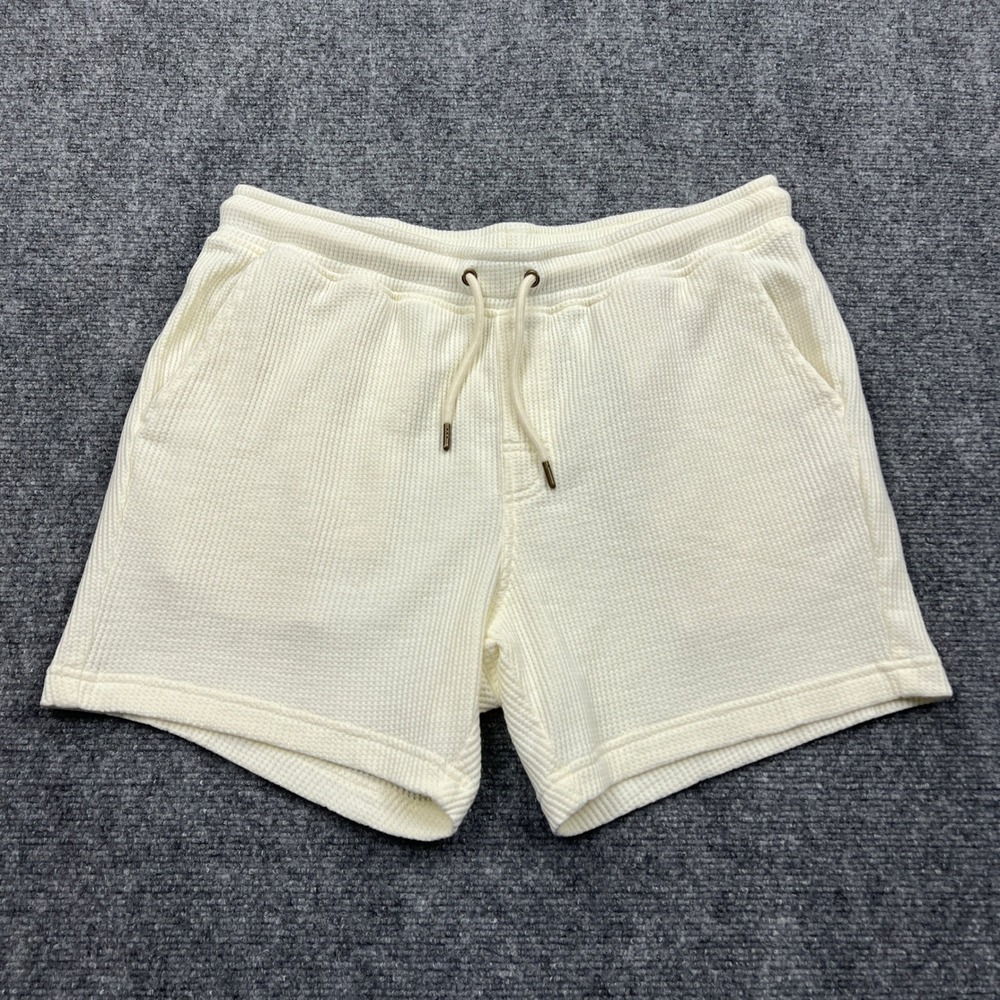 Dandy Del Mar Cannes Shorts Mens Large Cream Waffle Knit Drawstring Lounge 5"